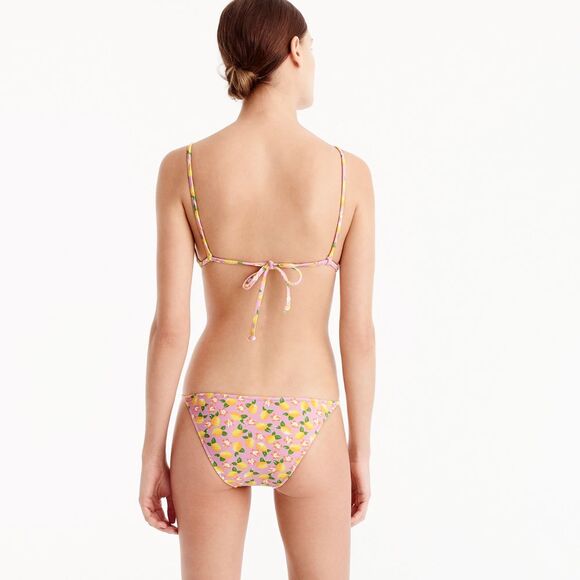 J Crew Womens Bikini Top XXS Lemon Print French Cross-Back Swim Bra Pink Retro - Picture 4 of 6